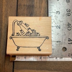 Vintage Bathtub. Presents. Rubber Stamp